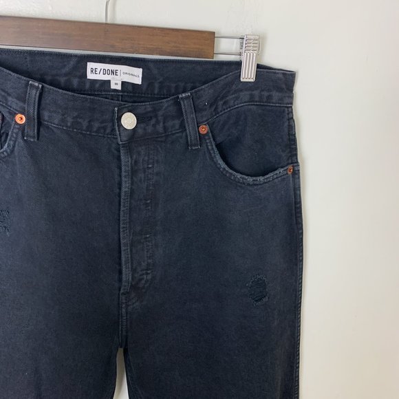 RE/DONE Originals High Rise Loose Washed Black With Rips 30 - Picture 5 of 9